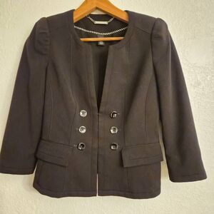 NWOT White House Black Market V-neck Fitted Flattering Black Blazer Suit Jacket